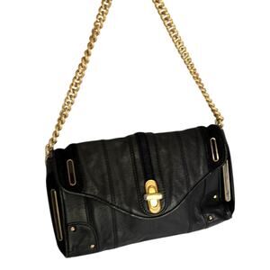 Jill Stuart Black and Gold Shoulder Bag with Chain Detail